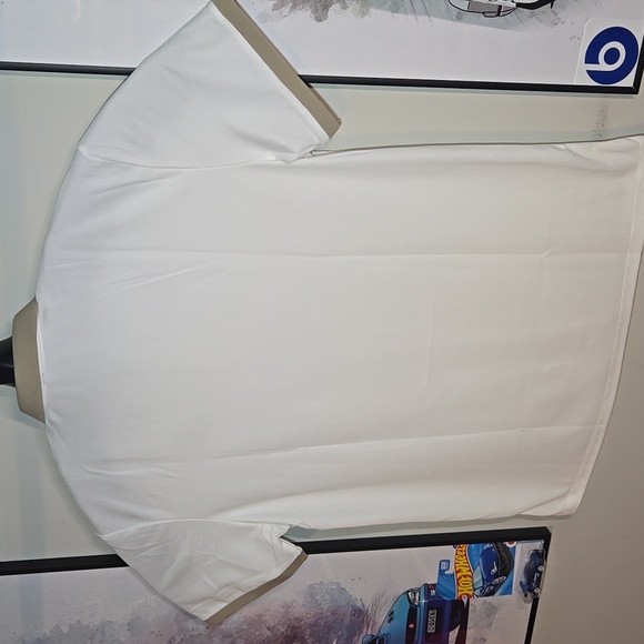 White and Tan Men's Fashion Polo Shirt - Picture 6 of 9